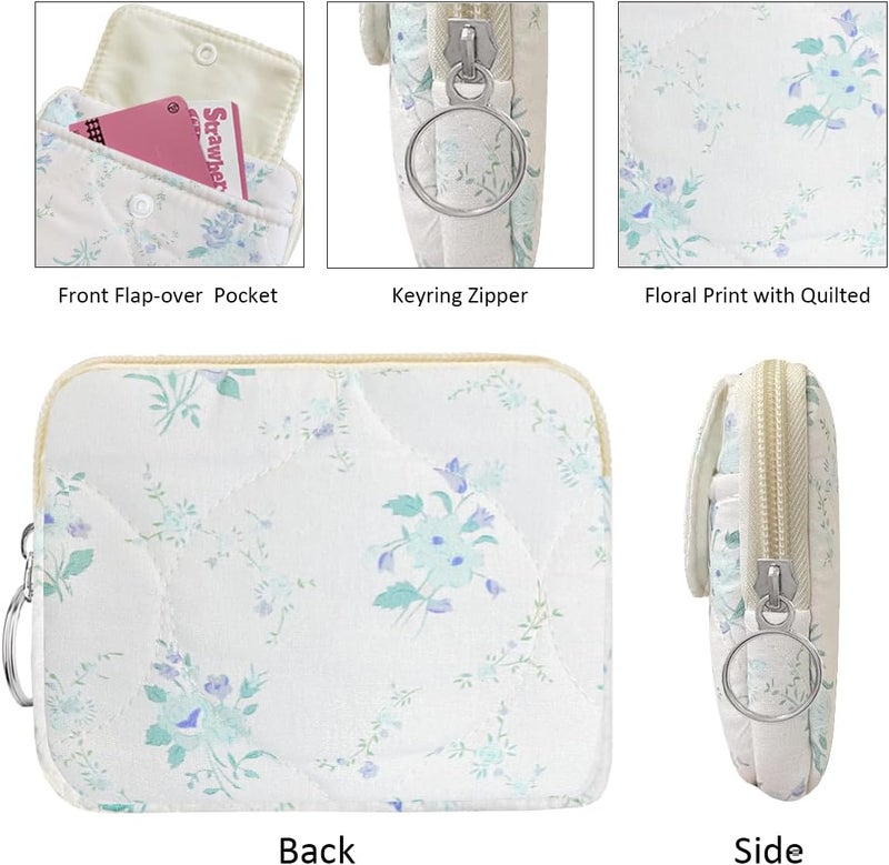 Modacarry Store Cotton Quilted Floral Coin Pouch with Cute Prints Zipper for Women Girls (BLUEFLOWER) - Image 5